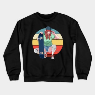 Skater Girl Skateboarding Skateboard Sk8er Woman Crewneck Sweatshirt